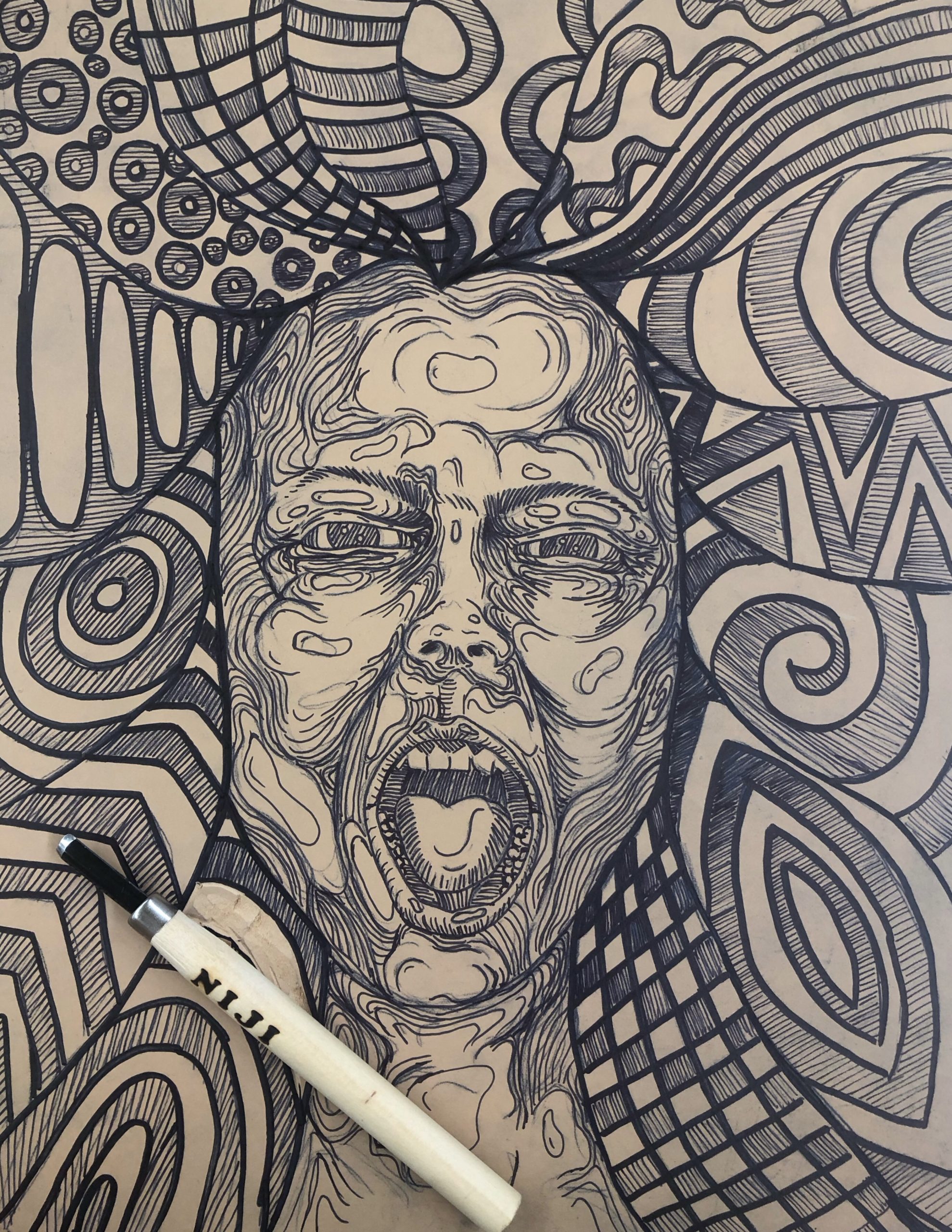 lino block before carving